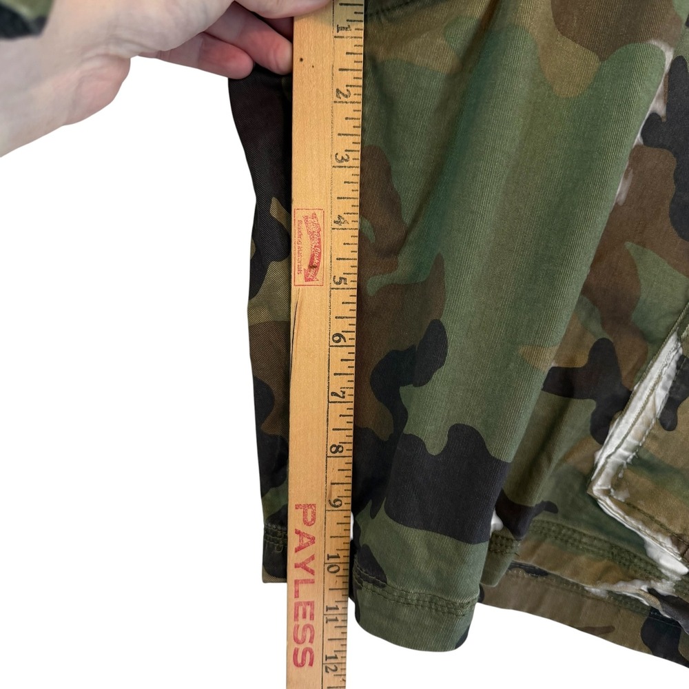 Gap Green Camo 11 Inch Cargo Shorts Men Size 38 Woodland Camouflage Cotton Baggy - Picture 13 of 13